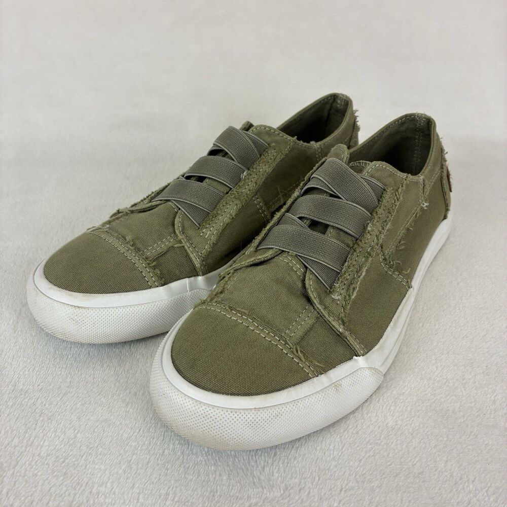 Blowfish Malibu Marley Sneakers Women’s Size 7.5 Olive Green Slip On Canvas Shoe